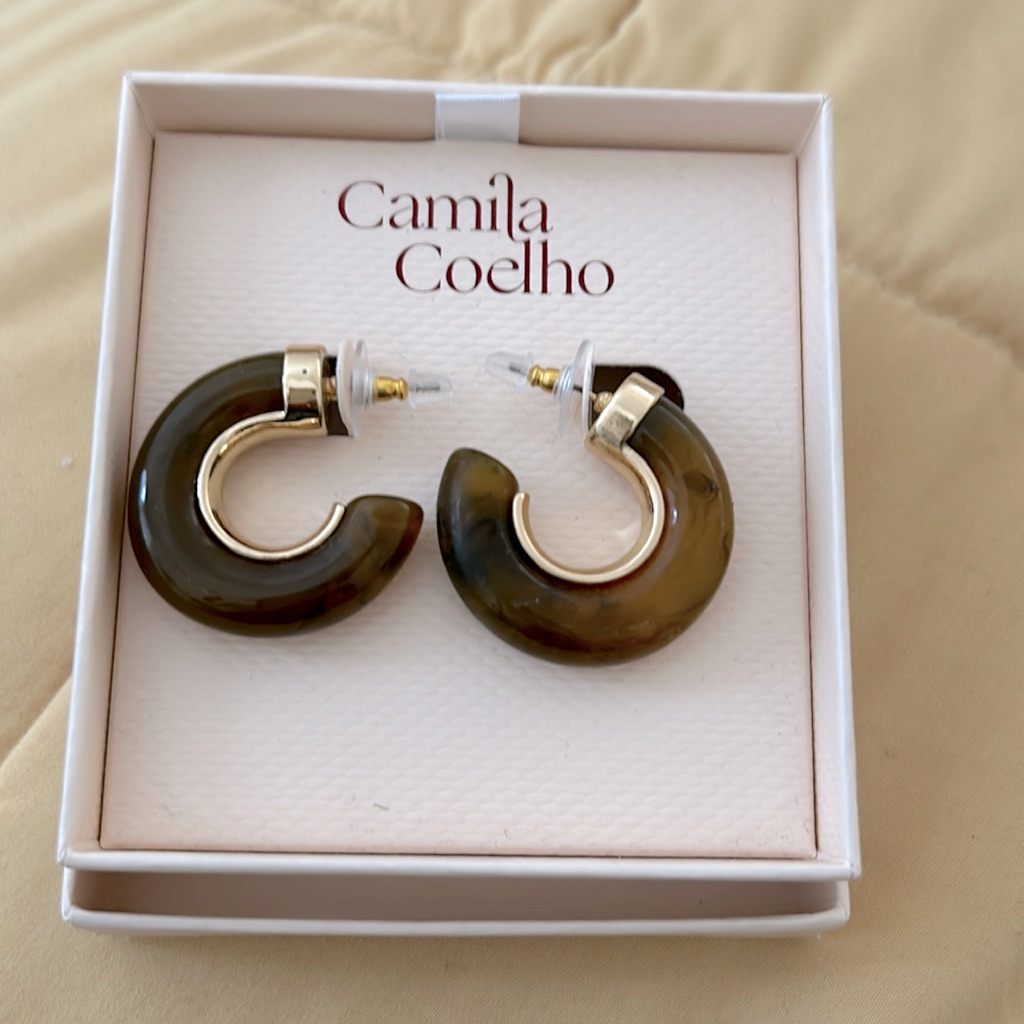 Camila Coelho Tortoise Gold Hoop Earrings